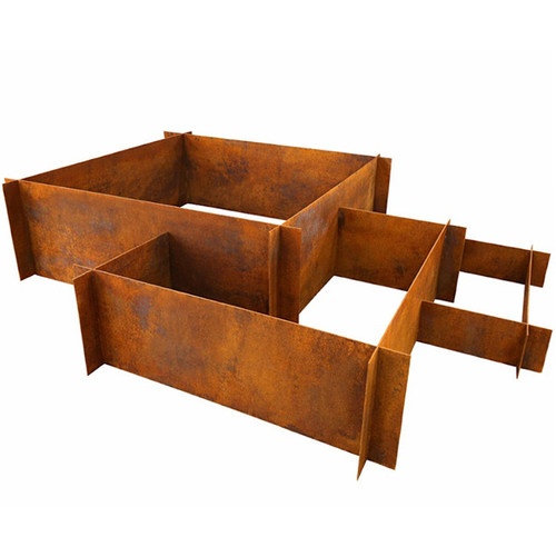 Yard Couture Maze Corten Steel Through Open Bottom Modular Raised Planter 