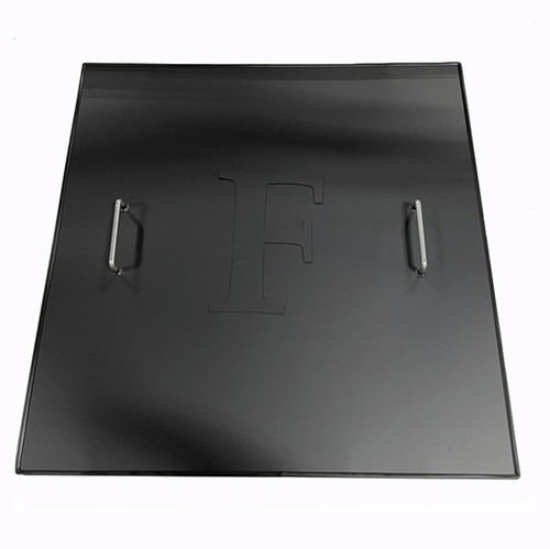 Custom Stainless Steel Fire Pit Cover With Two Handles - As shown with black paint and the letter H on top