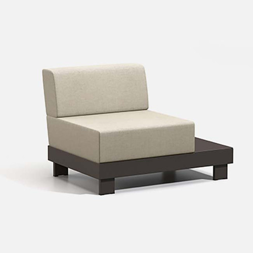 Homecrest Urban Table Chat Chair: As shown in the aluminum frame and cushion fabric seating.