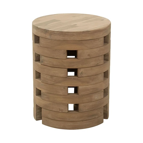 ZUO MODERN Zuo Mado Side Table Natural, wooden round side table with multiple layered rings.