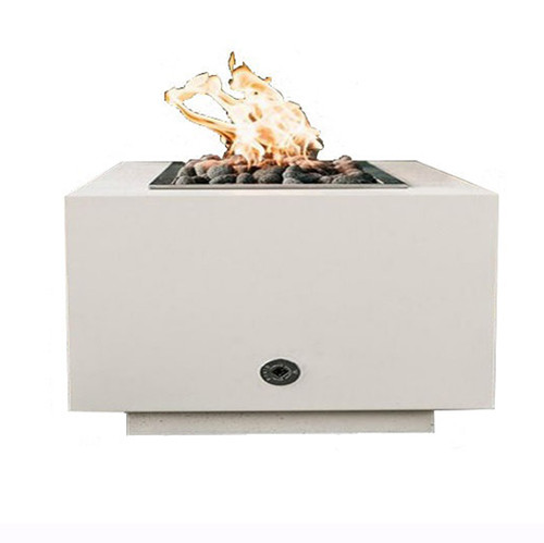 Modern Square Gas Aluminum Fire Pit: As shown with a natural gas match lit kit and stainless steel drop-in fire pan.