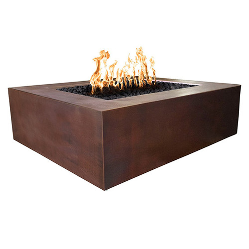 Quad Copper Gas Fire Pit Hammered Copper Patina Finish