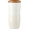 White - Reno Double Wall Ceramic Tumbler w/Wood Lid 10oz | Hardgoods.ca