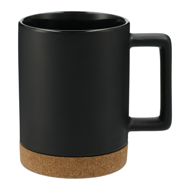 Bates 15oz Ceramic Mug w/ Cork Base | Black