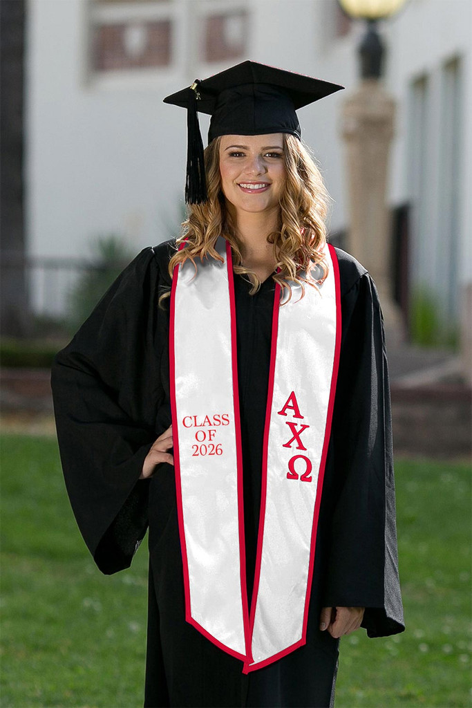 Alpha Chi Omega 2026 Graduation Stole in White