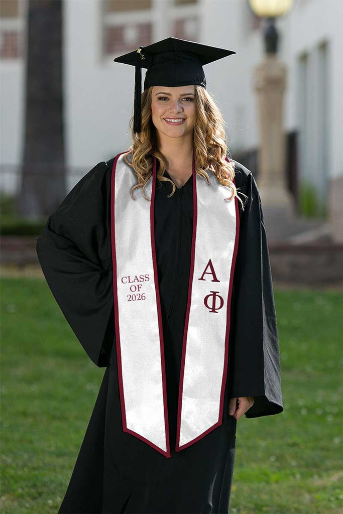 Alpha Phi Class of 2026 Graduation Stole in White