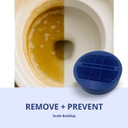 NuvoH2O Toilet Scale Preventor packaging showing a blue puck and benefits like no harsh chemicals and easy to use
