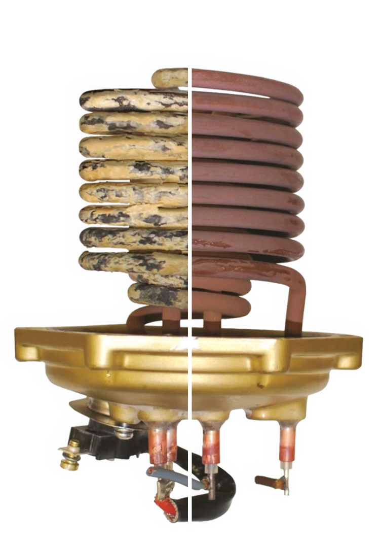 heat exchanger coil before and after using NuvoH2O system