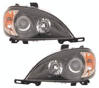 2001 Mercedes-Benz ML430 Headlight Set Halogen Black Housing Pair Driver and Passenger Side