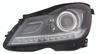 2012 Mercedes-Benz C250 Headlight Set Halogen Black Housing Pair Driver and Passenger Side