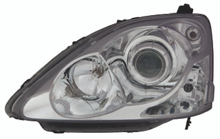 2003 Honda Civic Headlight Set Halogen Chrome Housing Pair Driver and Passenger Side