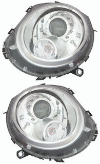 2015 Mini Cooper Roadster Headlight Set Halogen Chrome Housing Pair Driver and Passenger Side