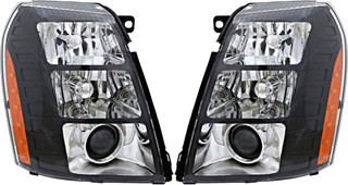 2011 Cadillac Escalade ESV Headlight Set Xenon HID Black Housing Pair Driver and Passenger Side