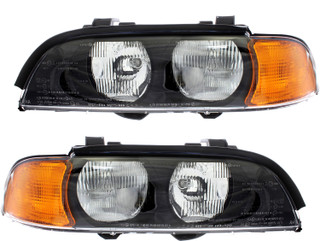 1997-1998 BMW 5 Series Headlights Driver Left and Passenger Right Side Halogen