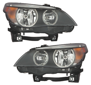 2004-2007 BMW 5 Series Headlights Driver Left and Passenger Right Side Halogen