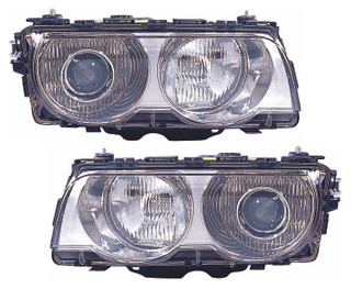 1999-2001 BMW 7 Series Headlights Driver Left and Passenger Right Side HID/Xenon Chrome Trim