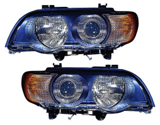 2000-2003 BMW X5 Headlights Driver Left and Passenger Right Side HID/Xenon White Turn Indicator