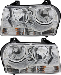 2005-2007 Chrysler 300 Headlights Driver Left and Passenger Right Side Halogen Without Delay Option