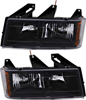 2004-2012 GMC Canyon Headlights Driver Left and Passenger Right Side Halogen Black Trim