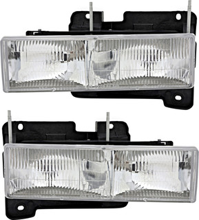 1988-2002 GMC C2500 Headlights Driver Left and Passenger Right Side Halogen