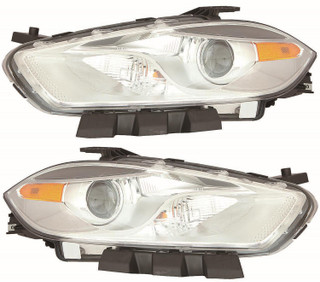 2016 Dodge Dart Headlights Driver Left and Passenger Right Side Halogen Chrome Trim