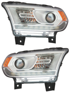 2014-2015 Dodge Durango Headlights Driver Left and Passenger Right Side Halogen Chrome Trim