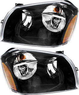 2005-2007 Dodge Magnum Headlights Driver Left and Passenger Right Side Halogen Black Trim