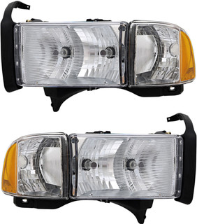 1999-2002 Dodge Ram 3500 Headlights Driver Left and Passenger Right Side Halogen