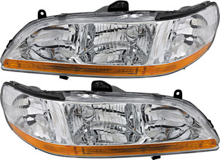 2001-2002 Honda Accord Headlights Driver Left and Passenger Right Side Halogen