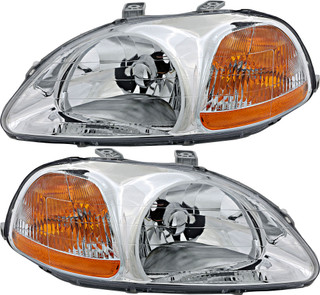 1996-1998 Honda Civic Headlights Driver Left and Passenger Right Side Halogen