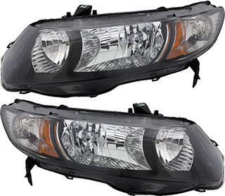 2010-2011 Honda Civic Coupe Headlights Driver Left and Passenger Right Side Halogen