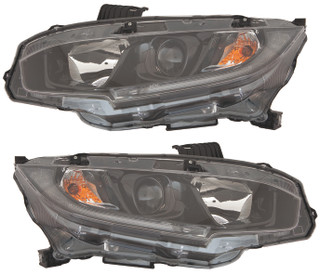 2018 Honda Civic Sedan Headlights Driver Left and Passenger Right Side Halogen Japan Built