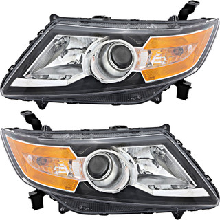 2014-2017 Honda Odyssey Headlights Driver Left and Passenger Right Side Halogen Black Trim