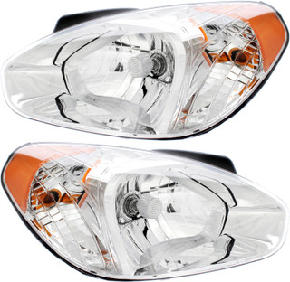 2006 Hyundai Accent Sedan Headlights Driver Left and Passenger Right Side Halogen