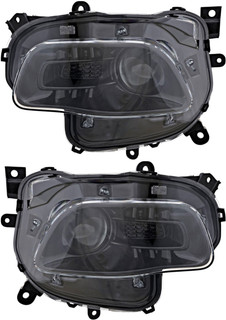 2014-2017 Jeep Cherokee Headlights Driver Left and Passenger Right Side Halogen Black Trim