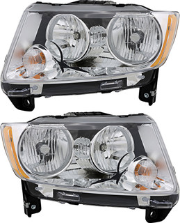 2011-2013 Jeep Compass Headlights Driver Left and Passenger Right Side Halogen