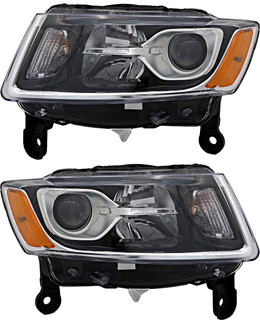 2014-2016 Jeep Grand Cherokee Headlights Driver Left and Passenger Right Side Halogen