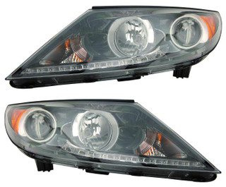 2011-2012 Kia Sportage Headlights Driver Left and Passenger Right Side LED
