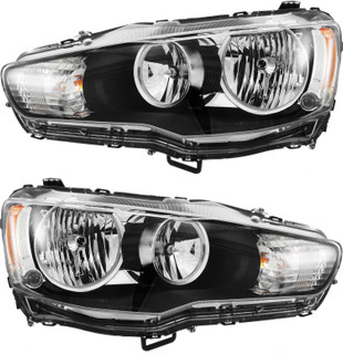 2008 Mitsubishi Lancer Headlights Driver Left and Passenger Right Side Halogen