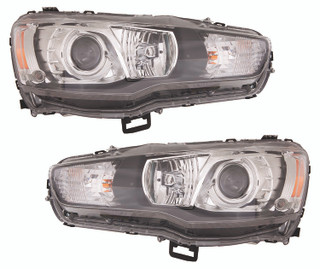 2008-2013 Mitsubishi Lancer Headlights Driver Left and Passenger Right Side HID/Xenon