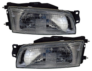 1993-1996 Mitsubishi Mirage Sedan Headlights Driver Left and Passenger Right Side Halogen