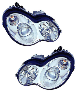 2002-2007 Mercedes Benz C Class Headlights Driver Left and Passenger Right Side HID/Xenon