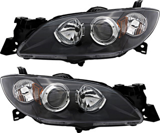 2004-2009 Mazda 3 Sedan Headlights Driver Left and Passenger Right Side Halogen