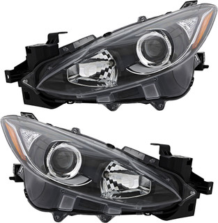 2014-2016 Mazda 3 Headlights Driver Left and Passenger Right Side Halogen