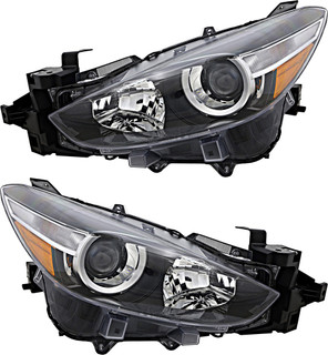 2017-2018 Mazda 3 Headlights Driver Left and Passenger Right Side Halogen Japan/Mexico Built