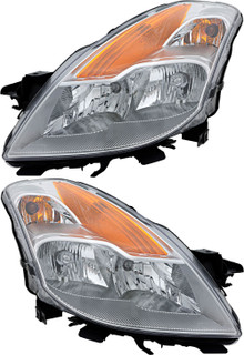 2008-2009 Nissan Altima Coupe Headlights Driver Left and Passenger Right Side Halogen