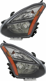 2014-2015 Nissan Rogue Headlights Driver Left and Passenger Right Side Halogen Black Trim