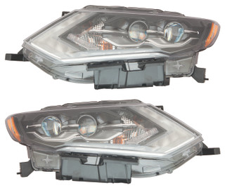 2017-2018 Nissan Rogue Headlights Driver Left and Passenger Right Side LED