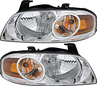 2004-2006 Nissan Sentra Headlights Driver Left and Passenger Right Side Halogen Chrome Trim