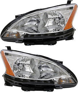 2013-2015 Nissan Sentra Headlights Driver Left and Passenger Right Side Halogen